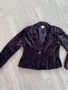 Chico's Deep Purple Velvet Blazer Jacket